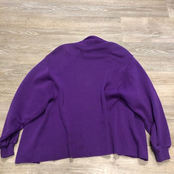 Jaeger Women's Sweater 32 M Vintage Purple Open Knit Cardigan Wool Lagenlook - Picture 7 of 7